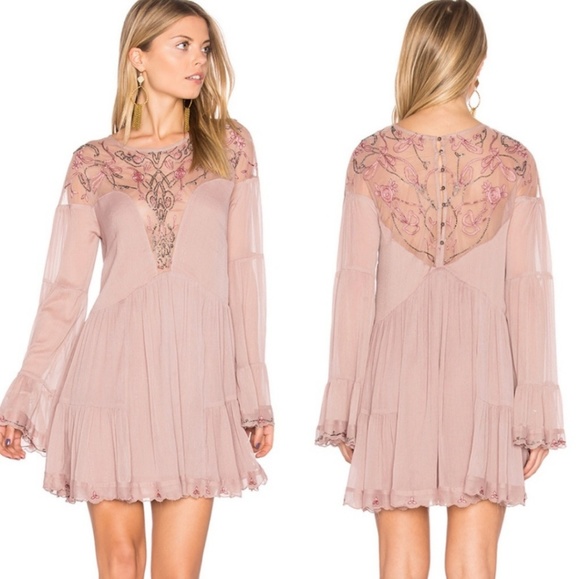 NWT Free People Boho Bell Sleeve Mini Dress - Picture 2 of 8